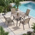 thumbnail image 2 of Patio Outdoor Dining Table, Wood-Grain Patio Square Table with Umbrella Hole, All-Weather Metal Dining Table for Party, Lawn & Garden - (37.8“ x 37.8”Natural), 2 of 7