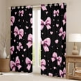 thumbnail image 2 of Erosebridal Bow Love Heart Black Out Curtains for Girls, Black Pink Bowknot Curtains Pack of 2 (42x63 Each) for Women, 2 of 6