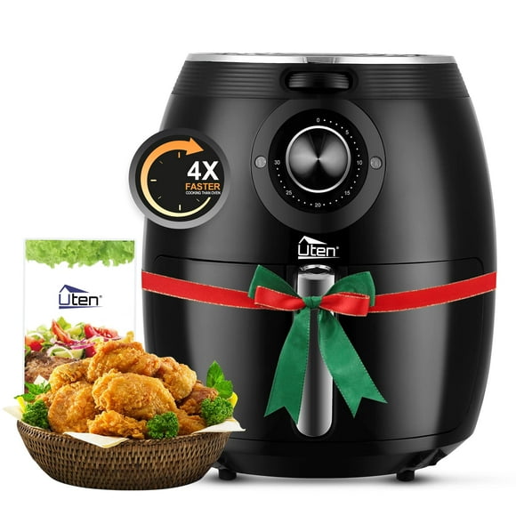 Uten - Freidora de aire de 5.8 cuartos de galón/5.5 litros, freidora de aire eléctrica de alta potencia y perilla de temporizador, cesta de freír antiadherente, apta para lavaplatos, aplicar a fiestas