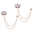 thumbnail image 1 of Uxcell Broches de cadena colgante de corona, 2 piezas, broches de traje de rhinestone para ropa de mujeres y hombres, Oro (Azul), 1 of 7