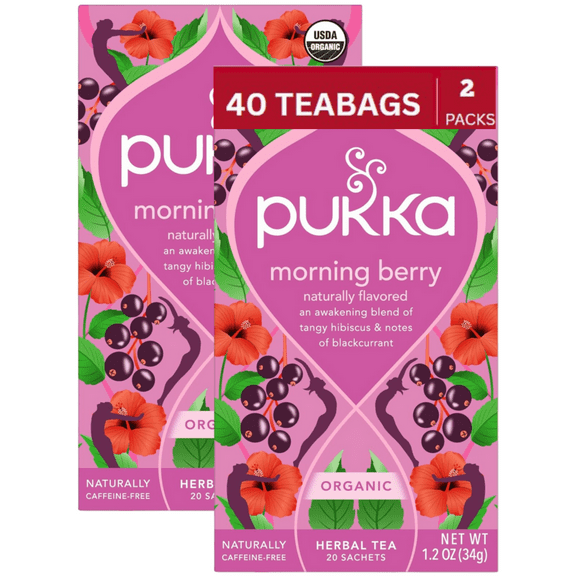 Pukka Herbal Organic Morning Berry, 20 Tea Bags Each Total 40 Tea Bags