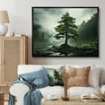thumbnail image 1 of Designart Trees framed wall art decor, Tree black framed wall art, Tree Pines I , Red Traditional black framed wall art, 44x34 inches black frame, 1 of 5