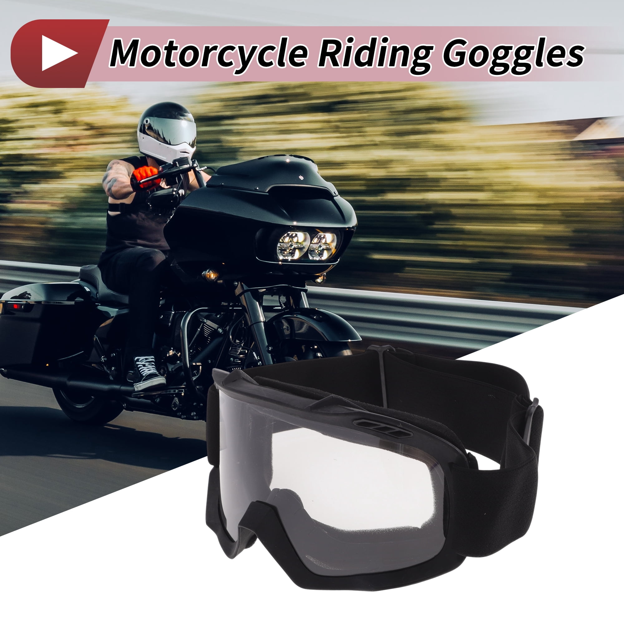 Unique Bargains Motorcycle Riding Goggles PC Cycling Sunglasses Clear Lens Black Frame