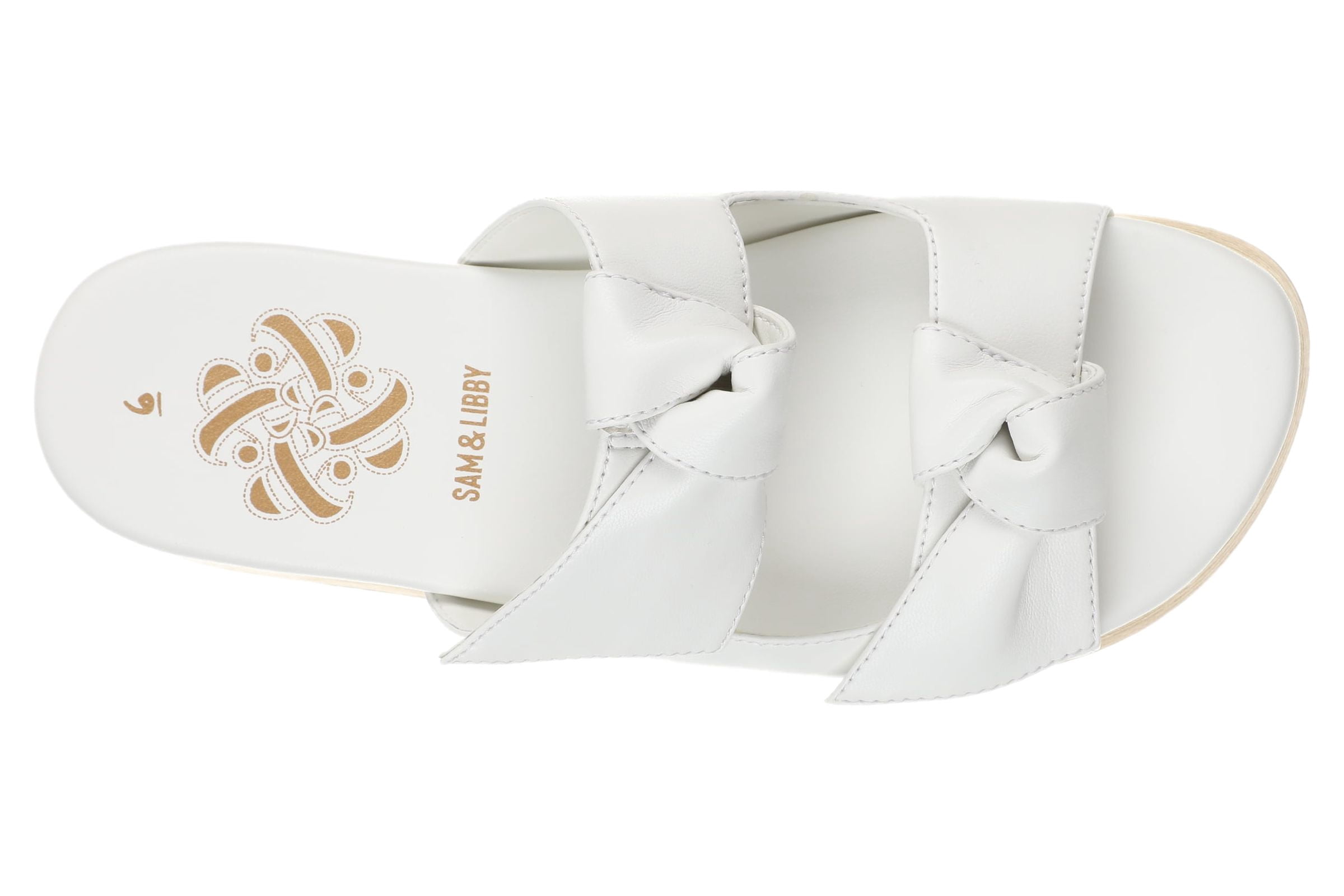 Sam & Libby Women's Double Bow Platform Sandals, Medium Bright White, 6