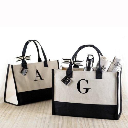 mud pie initial canvas tote