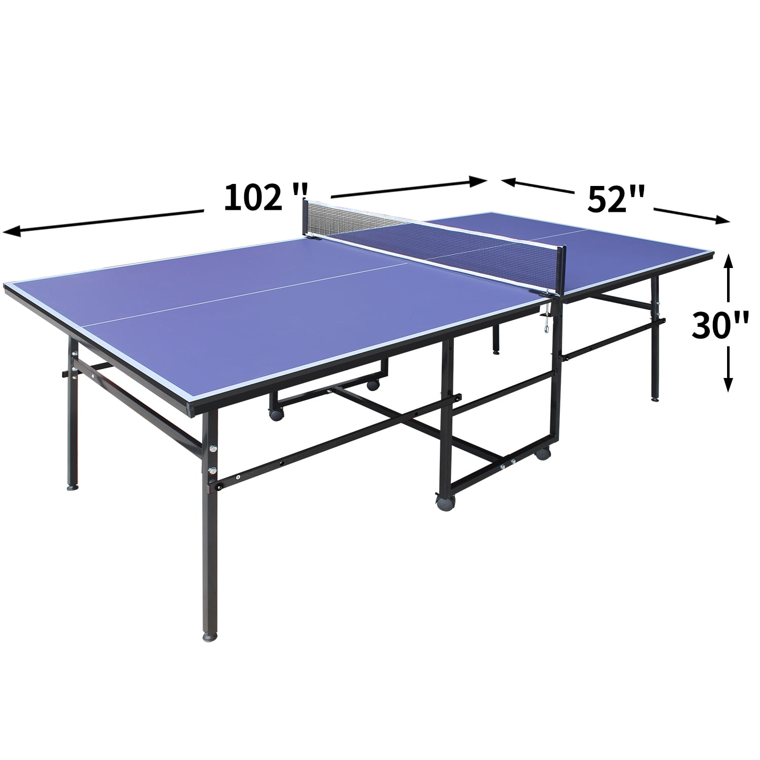 KL KLB Sport 8.5*4. 3ft Foldable Ping Pong Table with Wheels, Table Tennis Table with Net, Paddles & Balls for Indoor, Blue