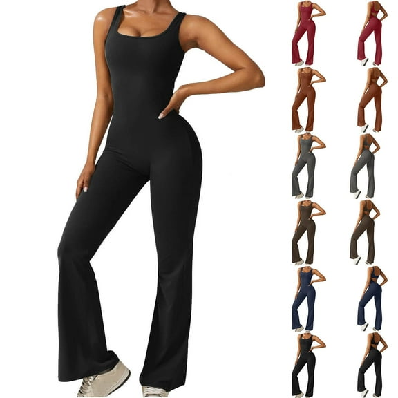 pstuiky Rompers for Women, Women Print Wide Leg Long Pants With Pockets Straight Tight Comfy Oversized Lounge Pants Baggy Gift for Women Save Big Black L