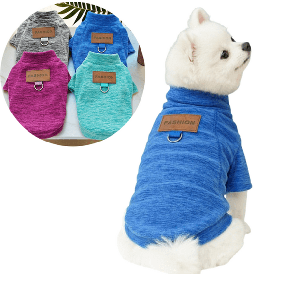 Pet Dog Turtleneck Knitting Sweater Coat Winter Warmer Thickening Pullover Knitwear Crochet Coat Clothes for Small Medium Large Dog Puppy Cat - Blue, M