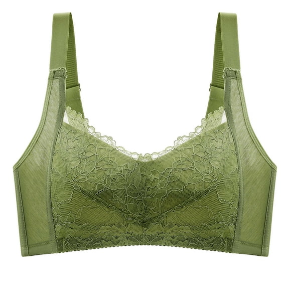 Bigersell Padded Bralette Ladies Comfortable Breathable No Underwire Lace Bras Small Adjustment Lift Bra Woman Underwear Women Size Female Seamless Sports Bra, Style 6453, Green 36D