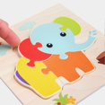 thumbnail image 4 of Kid Wooden Puzzles for Toddlers Cute Cartoon Animal Snap On Jigsaw Puzzle Learning Educational Toys for Boys Girls Birthday Gifts Elephant, 4 of 4