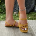 thumbnail image 6 of Xfvqtps Women Strappy Sandals Flat Slip on Open Square Toe Crisscross Summer Sandals Casual Shoes Walking Sandals, 6 of 9