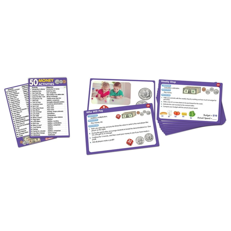 50 Money Activities Junior Learning for Ages 5-8 Kindergarten Grade 2  Learning, Math, Numbers, Perfect for Home School, Educational Resources 