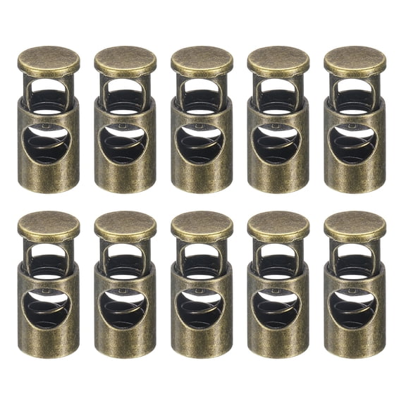 10Pack 7mm Single Hole Spring Toggle Stopper, Bronze, 10mm Dia
