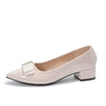 thumbnail image 3 of Rexoro Women Pointed Toe Pumps Bow Decor Slip On Low Chunky Heel Womens Shoes for Office Work Wedding Daily Wear, 3 of 7