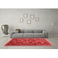 thumbnail image 3 of Ahgly Company Machine Washable Indoor Round Oriental Red Modern Area Rugs, 6' Round, 3 of 4