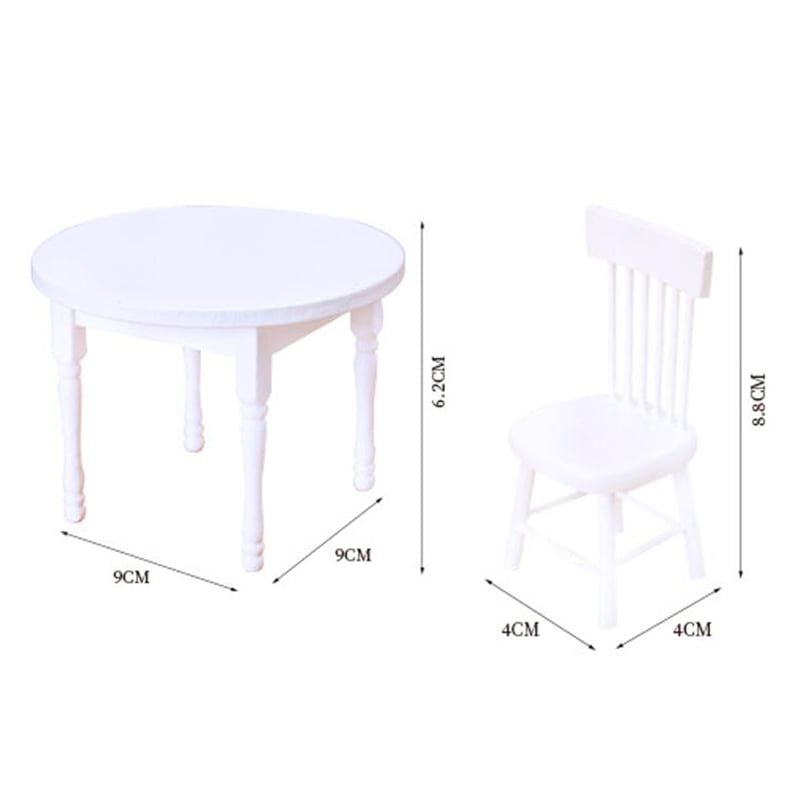 1/12 Miniature White Table Chair Set Dollhouse Afternoon Tea Furniture Accs 