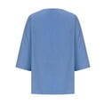 thumbnail image 6 of Meichang Cotton Linen Tops for Women 3/4 Sleeve V Neck T Shirts Shirts Casual Solid Blouses Loose Fit Oversized T Shirts Pullover Tops Lightweight Going Out Blouses, 6 of 6