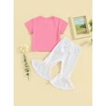 thumbnail image 4 of Bagilaanoe 3pcs Toddler Baby Girl Pants Set Short Sleeve Romper/T-shirt Tops + Flare Trousers + Headband 6M 12M 18M 24M 3TN4T 5T Kids Casual Clothes, 4 of 9