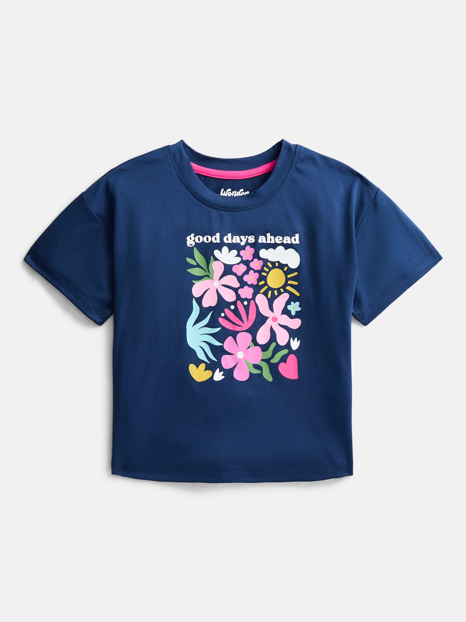 Wonder Nation Girls Graphic Tee with Shorts and Pants Pajama Set, 3 Piece, Sizes 4-18