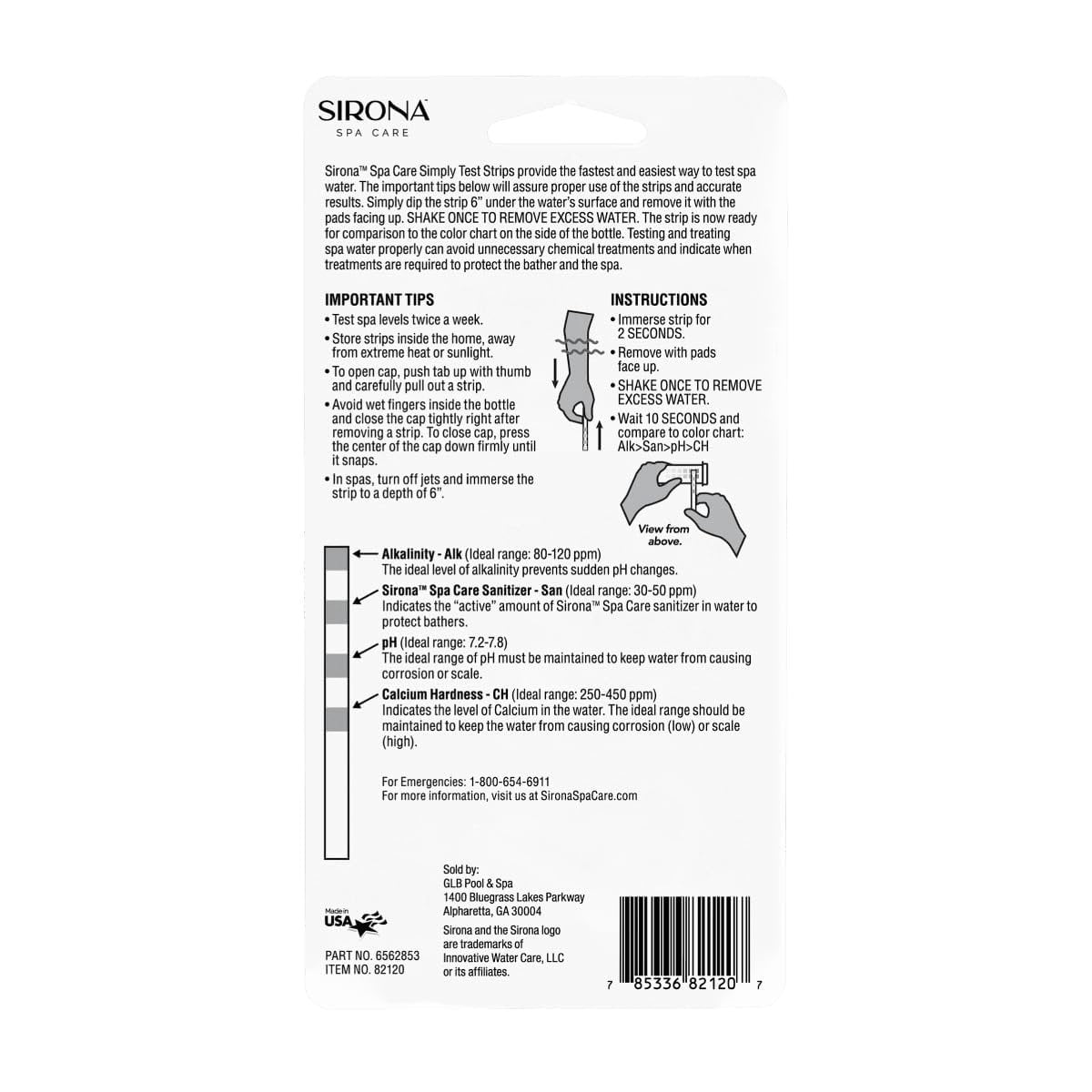Sirona Spa Care 25 Test Strips with My Garden Pool Spa Sponge  Accurate Spa Water Testing Kit for pH, Alkalinity & Hardness with Bonus Oil-Absorbing Scum Remover