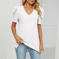 thumbnail image 2 of Birdeem Mode Femmes Grande Taille Uni Manches Courtes Col en V Blouse Décontractée T-Shirt Hauts, 2 of 9