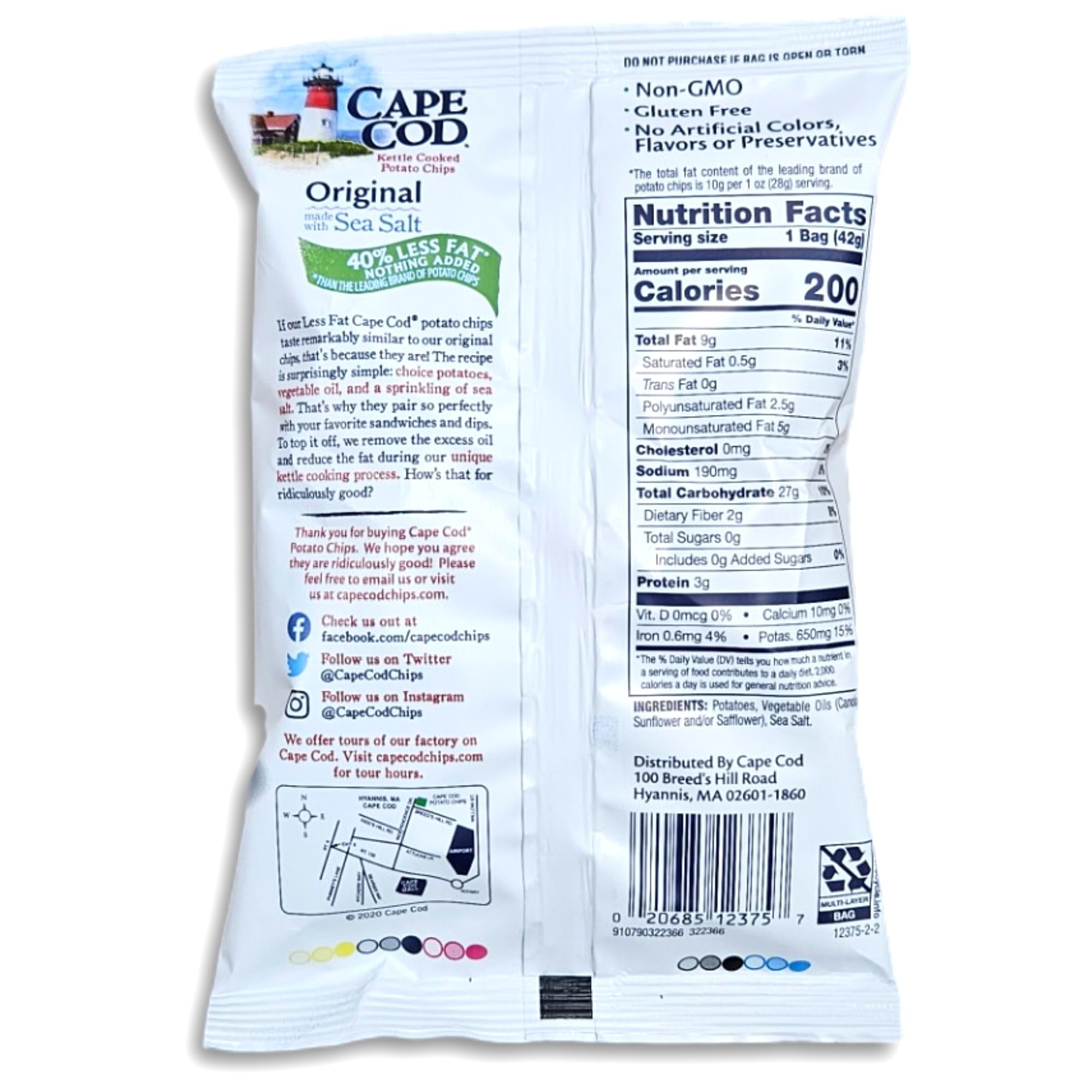 Cape Cod 40% Less Fat Kettle Cooked Potato Chips Value Pack   Original Sea Salt | 1.5 Ounce | Pack of 28