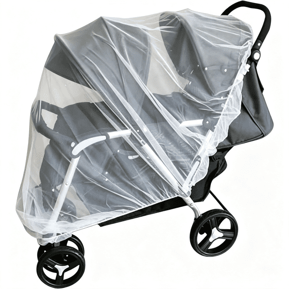 RIONIMA Anti-Mosquitos Net Sun-Protective Double Cover Breathable Twin Pram Mesh for Twin Pushchair Sun Shade Baby Cover Netting, Breathable & Universal Fit Mosquito Net for Stroller