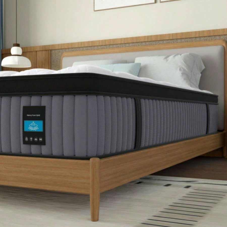 14 Inch King Size Hybrid Mattress, Foam Pocket Spring, Cooling Pressure Relief, Back Hip Support for Luxury Bedroom