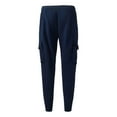 thumbnail image 4 of Mens Casual Pants Elastic Waist Solid Fashion Long Pants Drawstring Sports Pants with Pockets, 4 of 9