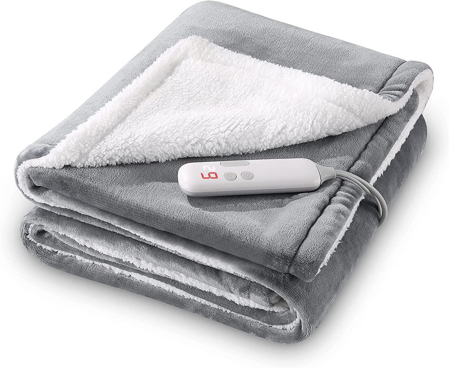 Gasky 50" x 60" Electric Heated Blanket, Flannel and Sherpa Heated
