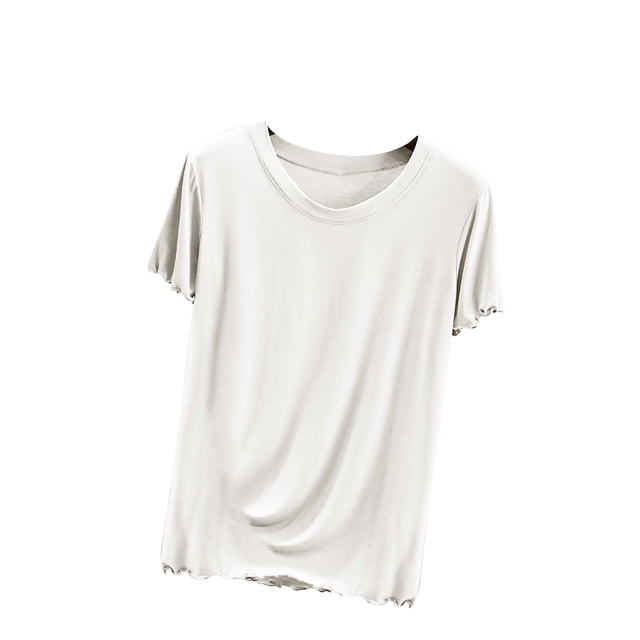 Birdeem Womens Round Neck Solid Color Short Sleeved Loose T-Shirt Short Sleeved Round Neck Top/Shirt
