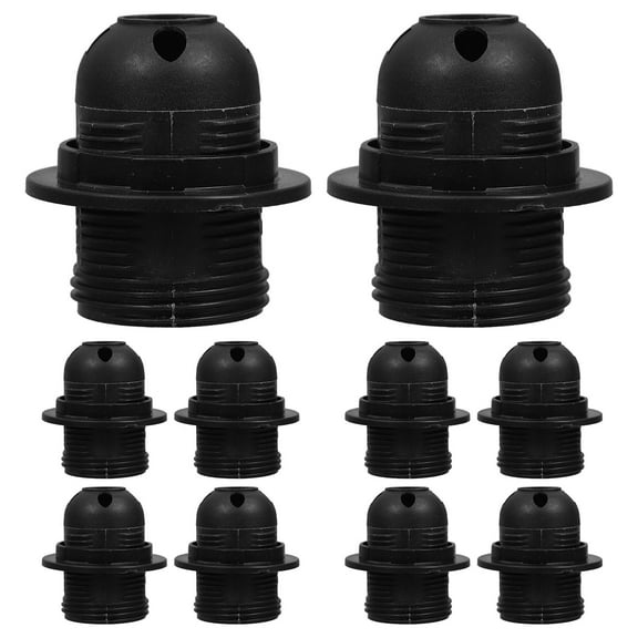WORGEOUS 10pcs E27 Full Thread Clip On lamp Socket Household Socket Adapter Light Bulb Base Screw Light Lamp Bulb Holder Replacement for DIY Lamp Accessories Black
