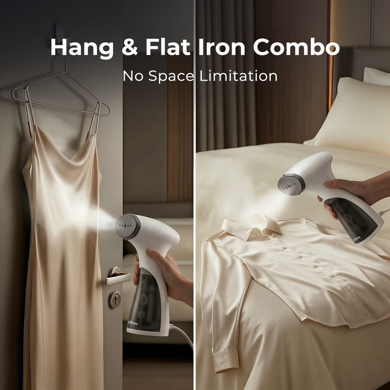 LifEasy Handheld Garment Steamer, 800W Portable Steamer for Clothes, Travel Iron 10-Second Heat-up Dual Mode, 5.1 fl oz Tank Anti-Leak for Home Travel