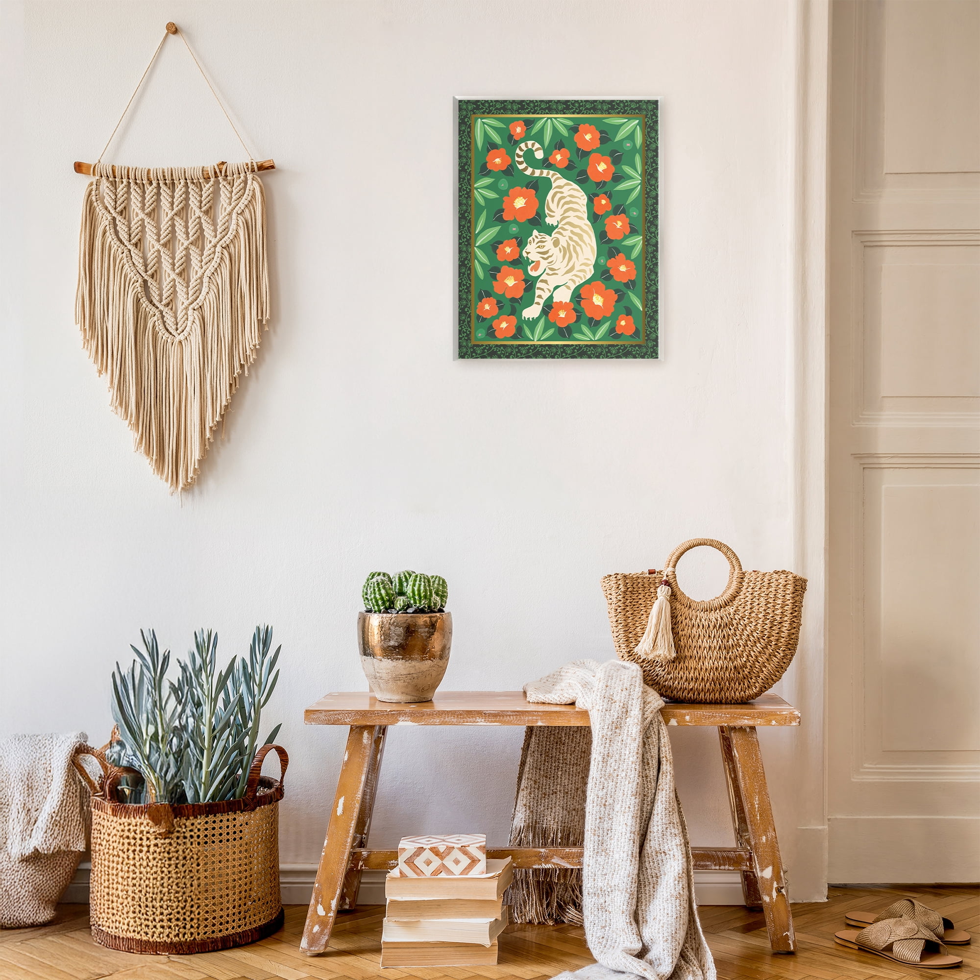 Stupell Industries Eclectic Tiger & Hibiscus Wall Plaque Art, design by Karolina Sato