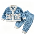 thumbnail image 2 of Amidoa Girls 2 Piece Outfits Fall Winter Clothes Fleece Long Sleeve Top and Casual Pants Kids Clothing Sets Sky Blue Size 80, 2 of 6