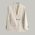 thumbnail image 2 of Brnmxoke Blazer Jackets for Women Trendy Long Sleeve Blazer 2025 Fall Lightweight Fully-Lined Lapel Button Casual Work Jacket Pockets Beige,XXL, 2 of 8