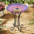 thumbnail image 2 of Baño para Pájaros de Vidrio Floral con Energía Solar y Soporte Hi-Line Gift, 2 of 5