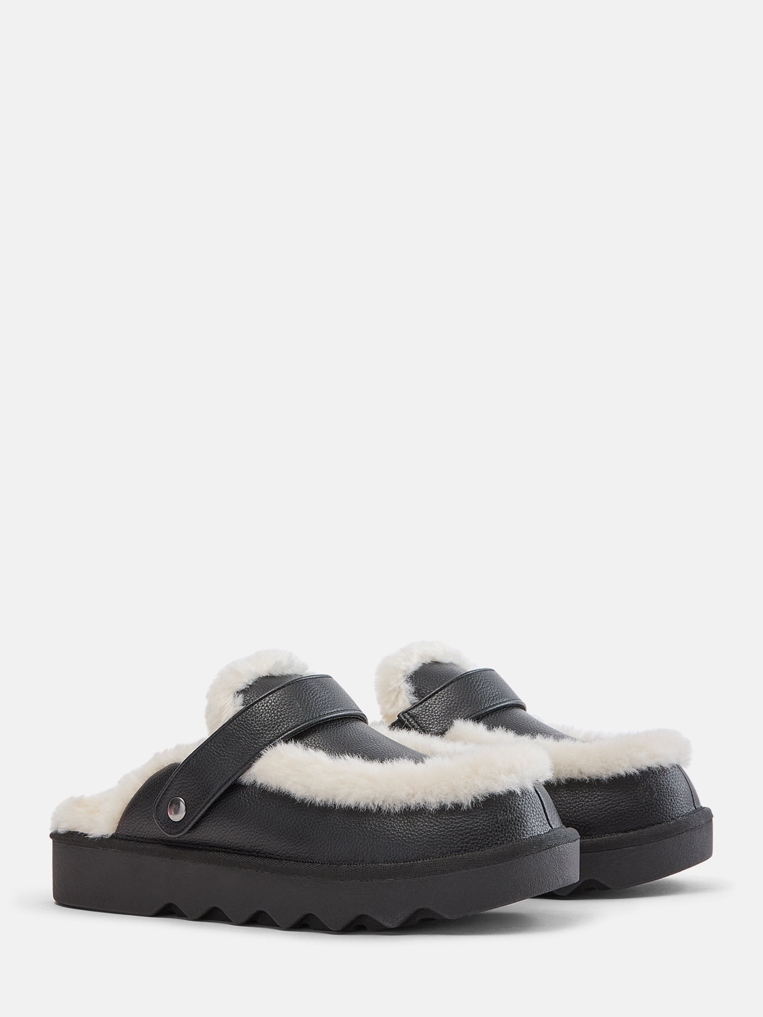 Joyspun Women's Convertible Clog Slippers with Faux Fur Lining