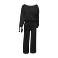 thumbnail image 5 of Sriper Lounge Sets for Women Fashion Lounge 2 Piece Outfits Off The Shoulder Long Sleeve Crop Tops Soild Color Comfy Sweatpants High Waisted Baggy Wide Leg Pant Casual Sweatpants Streetwear Workout, 5 of 5