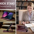 thumbnail image 5 of Leather Case for iPhone 15 Card Slot Folio Flip Wallet Case for iPhone 15 Premium PU Magnetic Kickstand Cover Soft TPU Inner Case Red, 5 of 14