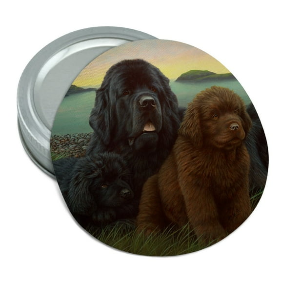 Newfoundland Dogs Puppies Countryside Round Rubber Non-Slip Jar Gripper Lid Opener