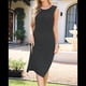 thumbnail image 4 of Vestido de Punto Sin Mangas para Mujer 2025, Cuello Redondo, Abertura Lateral, Ajustado, Midi, Negro, Talla S, 4 of 8