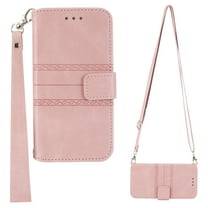 Mantto for Samsung Galaxy S22 Ultra 5G Phone 6.8" Case 2022 Crossbody Handbag Wallet with Shoulder Strap Lanyard Pockets Shockproof Embossed Pattern Stand PU Leather Cover for Galaxy S22 Ultra, Pink