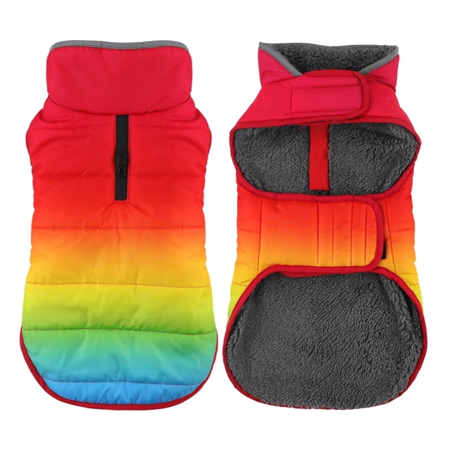 Petglad Abrigo de invierno para perros, chaqueta impermeable para perros con orificio para correa, chaleco reflectante ajustable para la nieve para mascotas, suéter de forro polar cálido para perros p