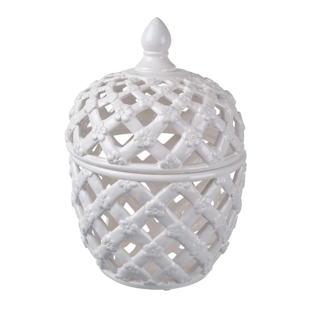 Tarro Benzara de cerámica con tapa blanca 21x21x29 cm