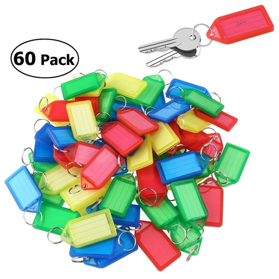 Hemobllo 60Pcs Plastic Key Fobs with Rings Id Tags Labels for Luggage Keys and Storage