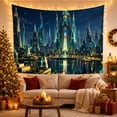 thumbnail image 3 of Sprawling Futuristic Cityscape With At Night Dominated by, Mystical Fantasy for Space Lovers, Galaxy Room Decor, Housewarming Gift, Tapestry Wall Hanging for Bedroom and Dorm, 3 of 7