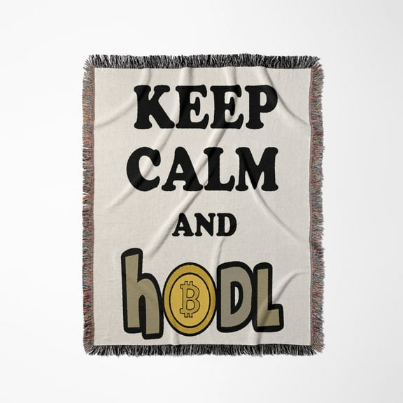 Cute Funny Keep Calm And Hodl Bitcoin Crypto Cryptocurrency, Woven Blanket