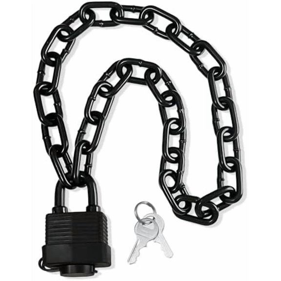 Heavy Duty Weather-Resistant Padlock with Chain, Anti-Theft Advanced Hardened Security Chain Lock for Fences, Backyard Gates, Motorcycles, Bicycles, Outdoor Furniture (LockChain)