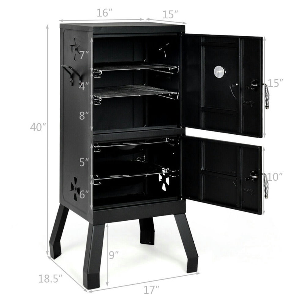 Spaco Vertical 2-Tier Outdoor Barbeque Grill with Temperature Gauge, Camp Stove for Outdoor Cooking